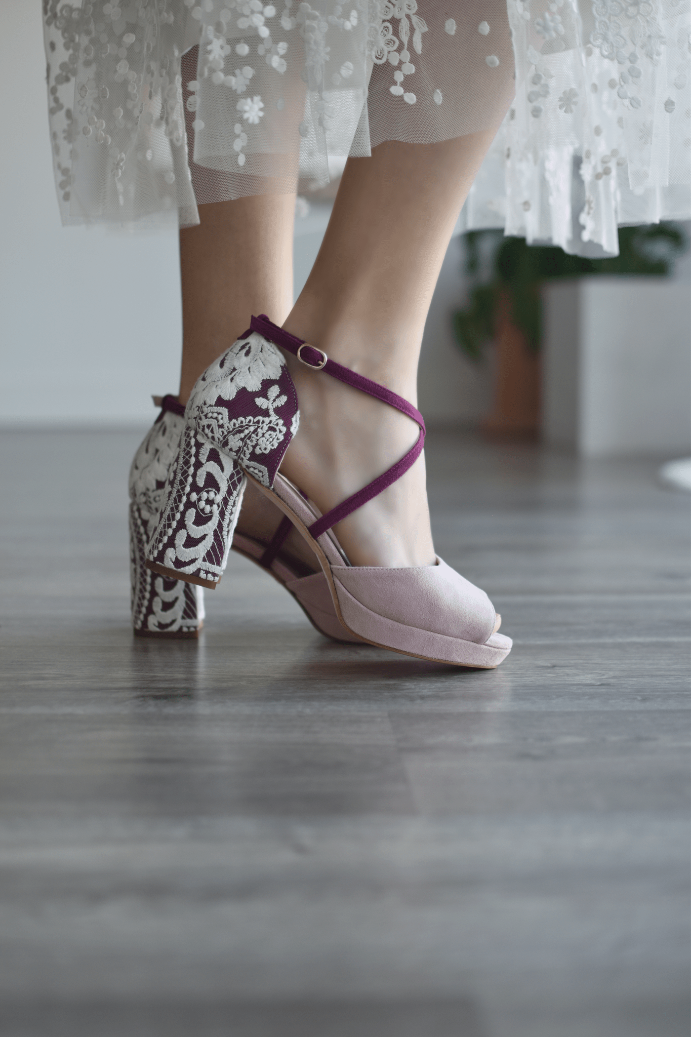 ROSALÍA abierto rosa y burdeos buganvilla Esperanza 85 - zapatos_novia