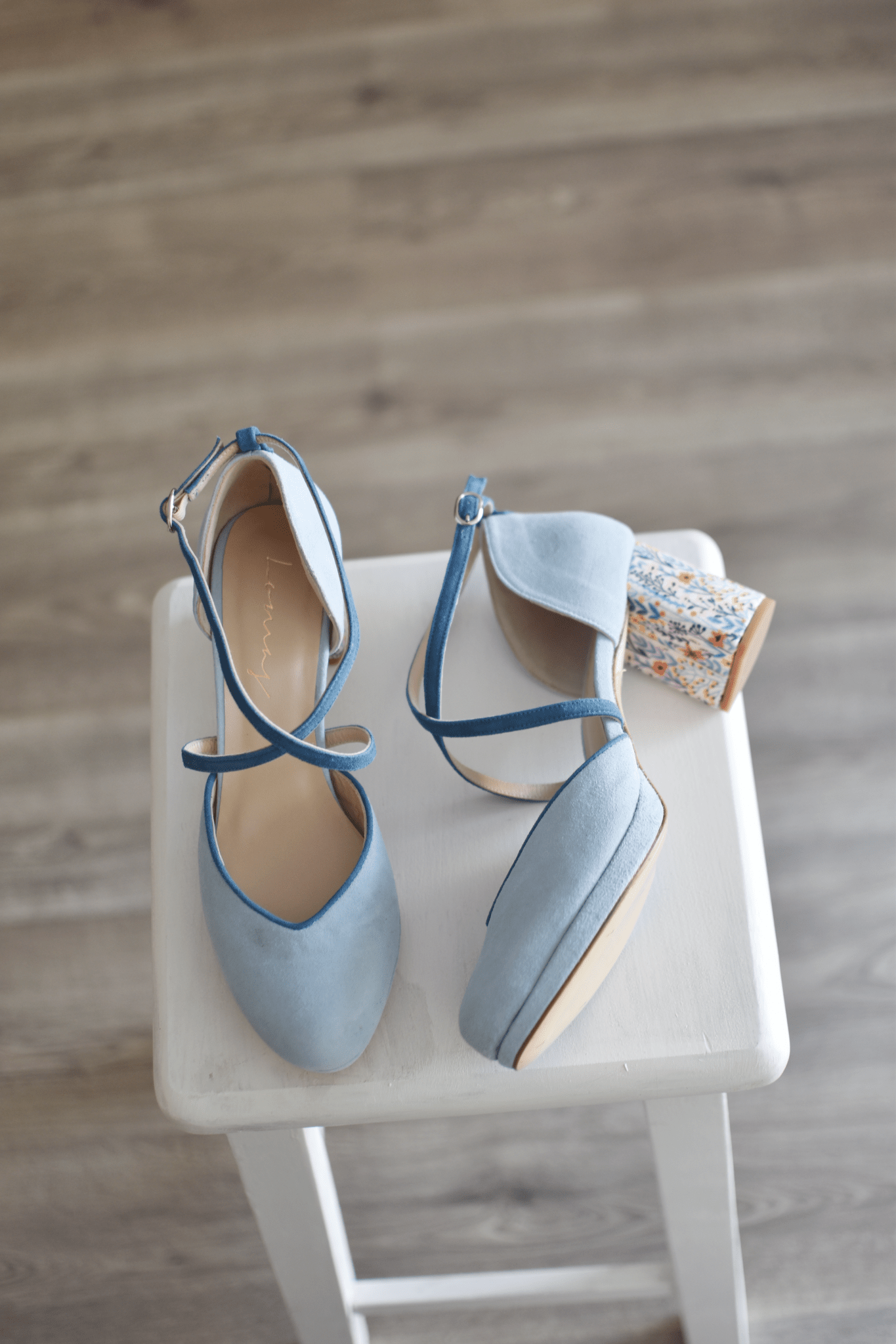 ROSALÍA cerrado celeste y azul oscuro Aquarelle petit - zapatos_novia