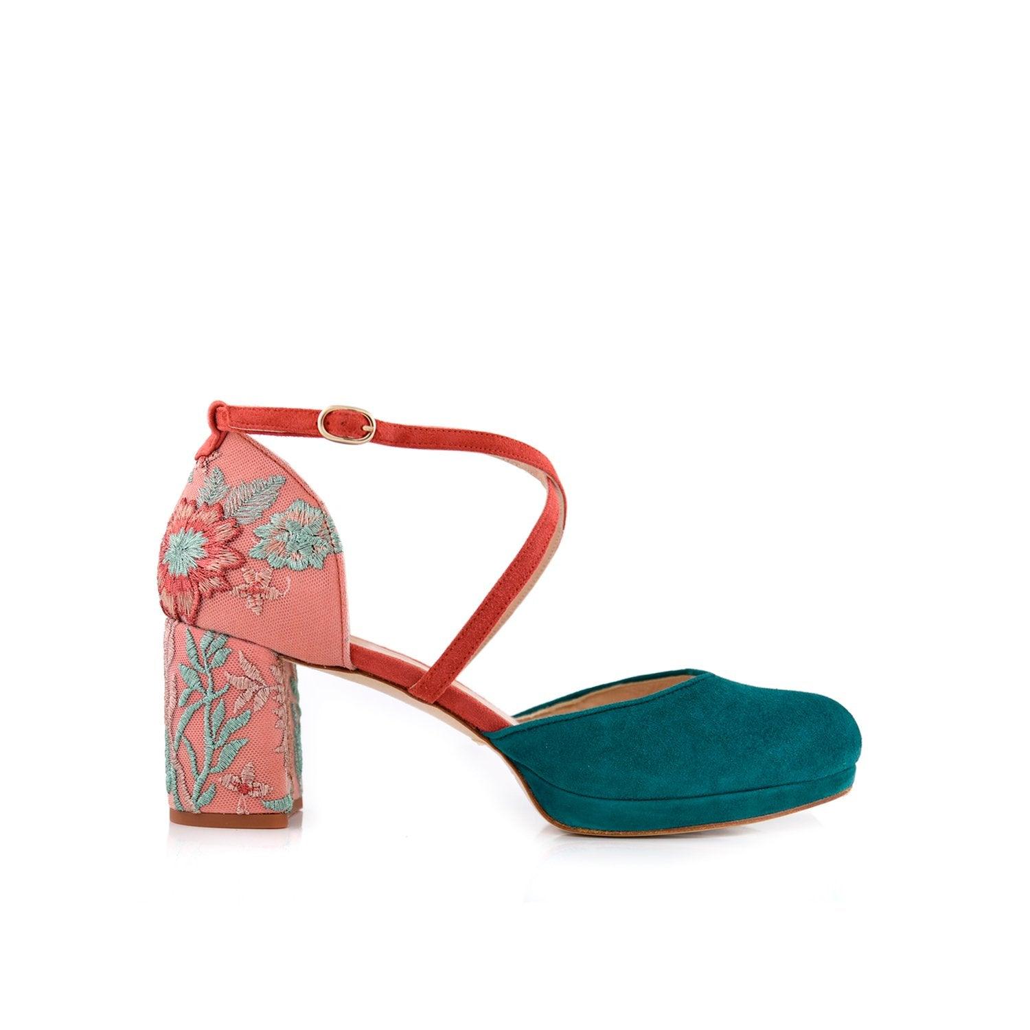 Rosalía Color Petrol Y Caldero Petit — Zapatos de novia Lomas Shoes