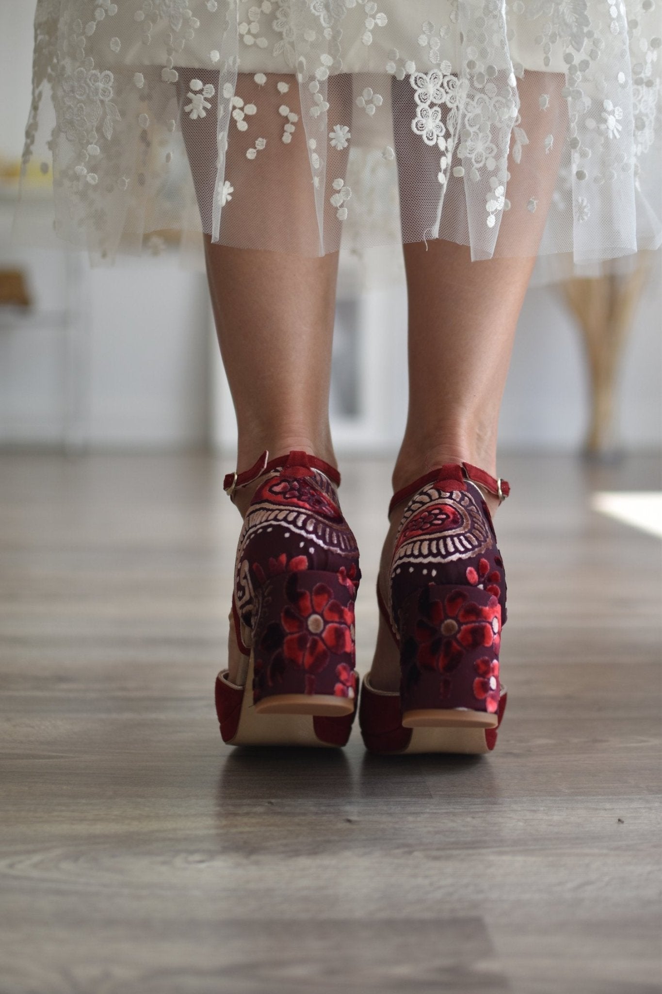 Rosalía cerrado velvet bugurdi Adamascado Cachemir midi - zapatos_novia