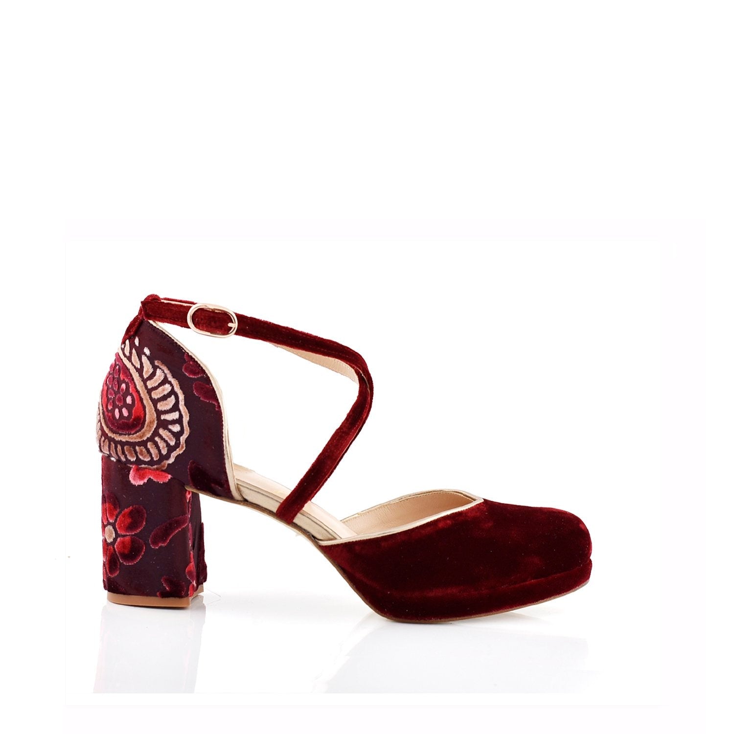 Rosalía cerrado velvet bugurdi Adamascado Cachemir midi - zapatos_novia