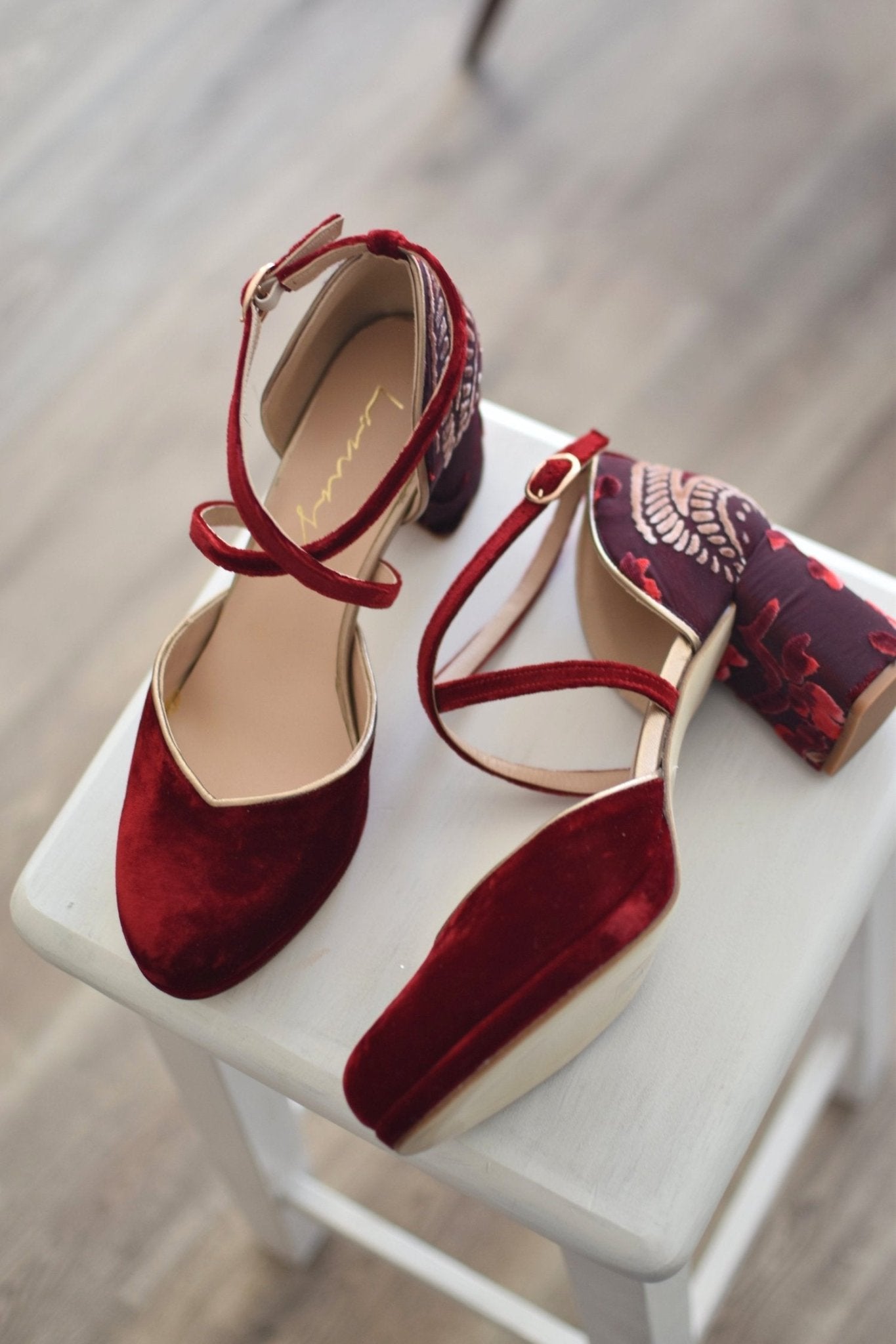 Rosalía cerrado velvet bugurdi Adamascado Cachemir midi - zapatos_novia