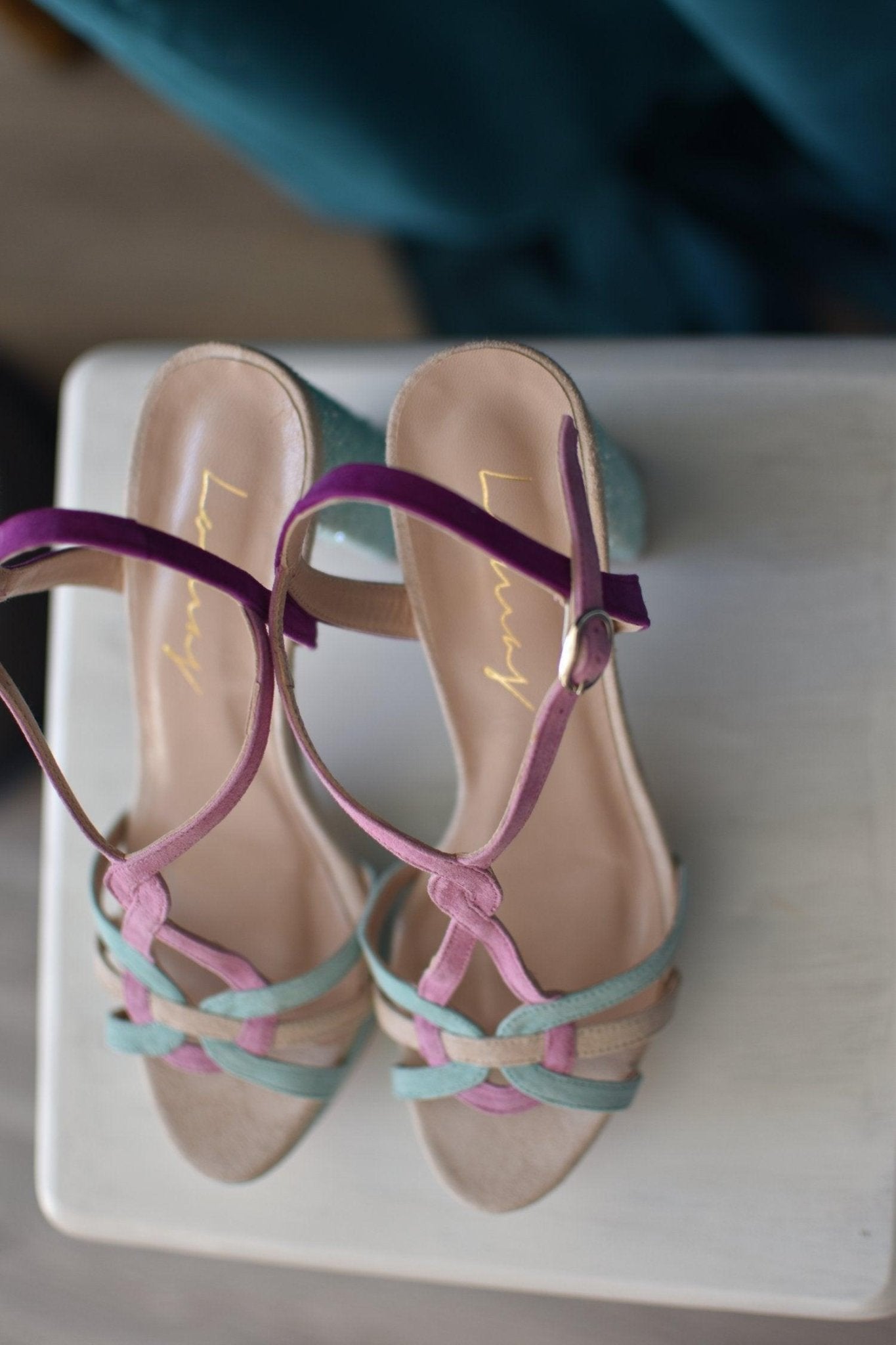 Sandalia Tricolor tacón 11cm ancho - zapatos_novia
