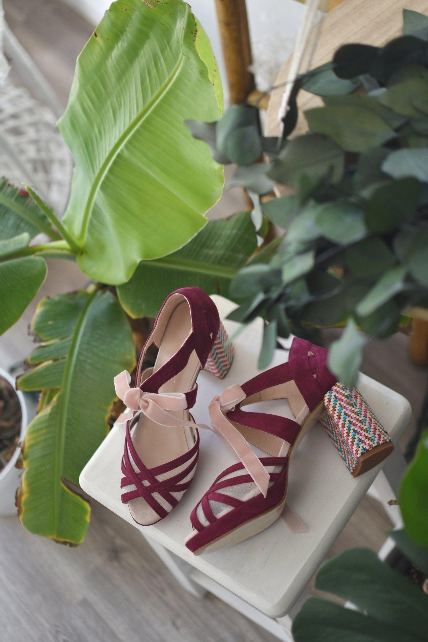 CIARA Burgundy Raffia Botanic 85