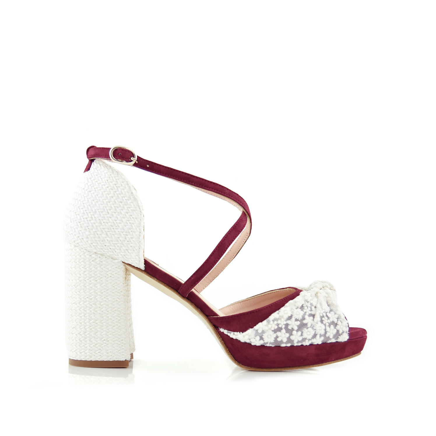 Vika Burdeos Marion Tacón Midi — Zapatos de novia Lomas Shoes