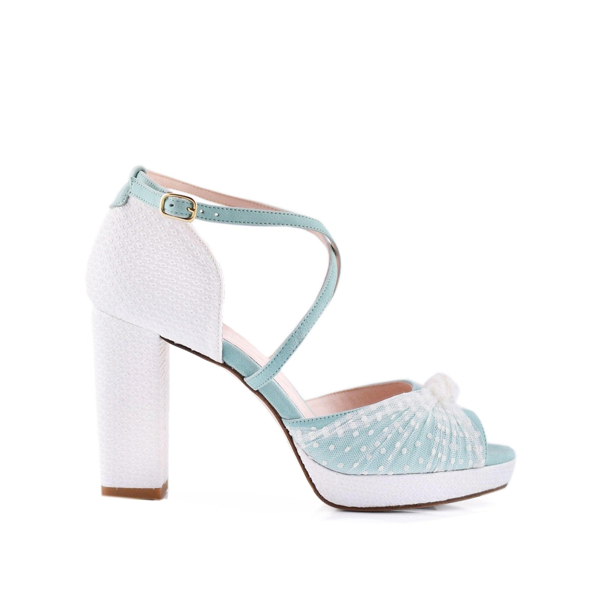 Vika Mint Plumeti Piqué/ Rafia Alto — Zapatos de novia Lomas Shoes