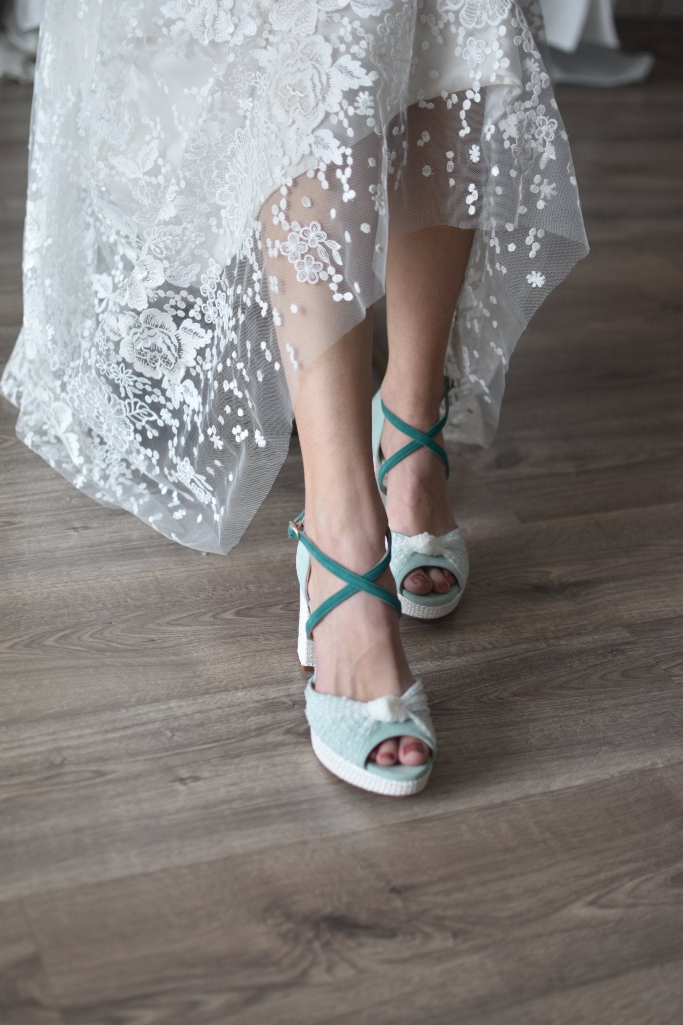 VIKA mint y turquesa plumeti 95 - zapatos_novia