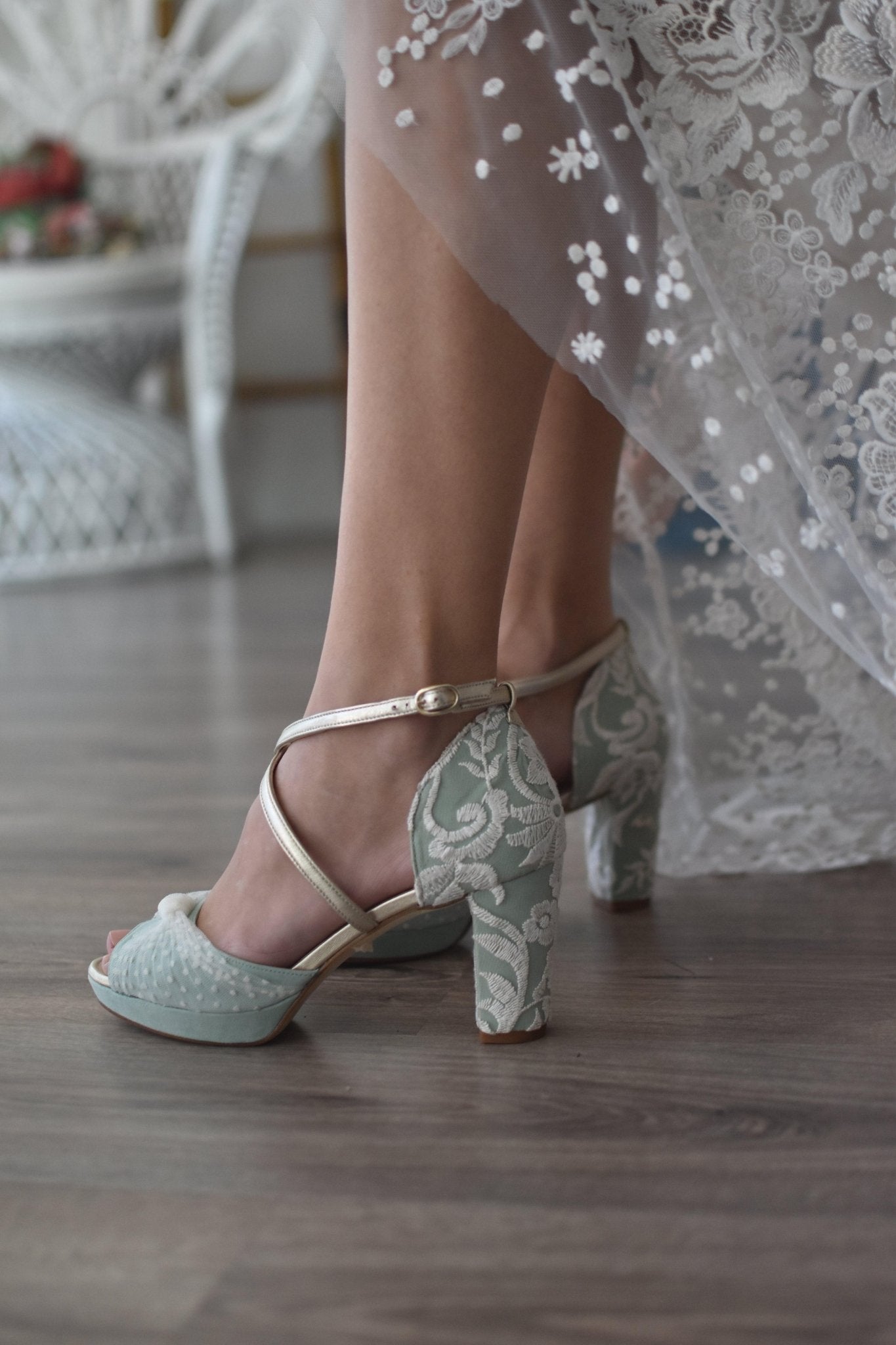 VIKA natural plumeti Mary midi - zapatos_novia