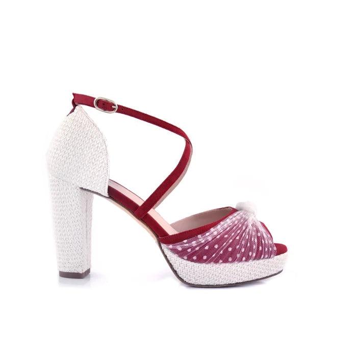 Vika Rojo Red Plumeti 10Cm Maxi — Zapatos de novia Lomas Shoes