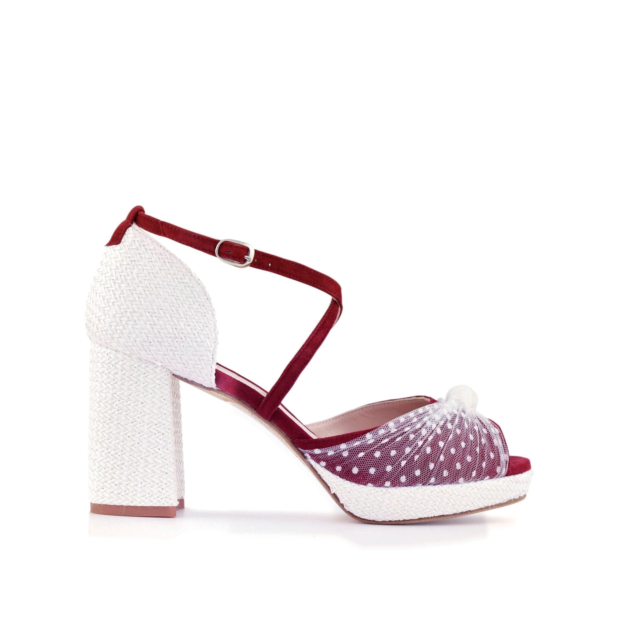 Vika Rojo Red Plumeti Tacón Alto — Zapatos de novia Lomas Shoes