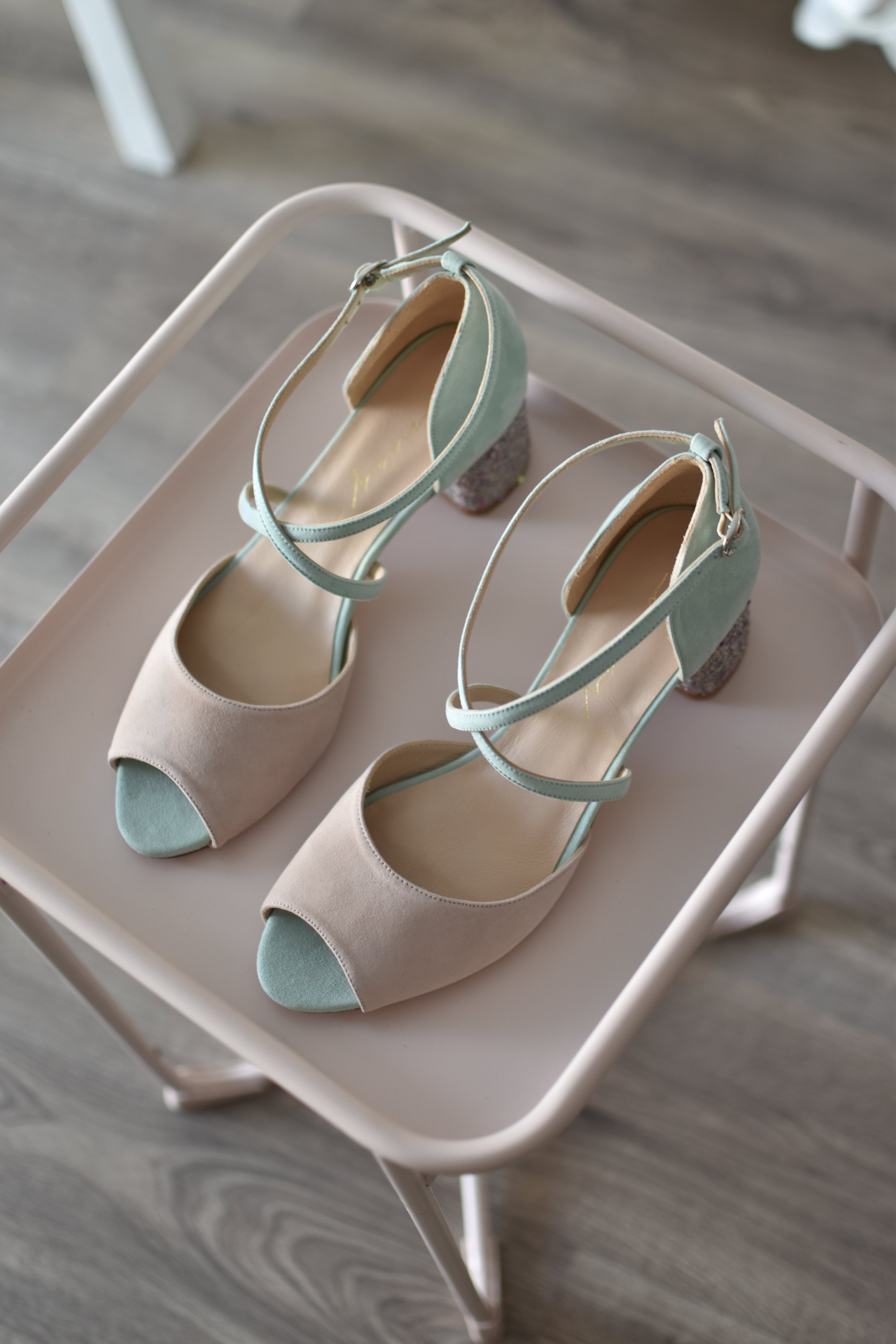 ROSALÍA abierto pink y mint glitter mini