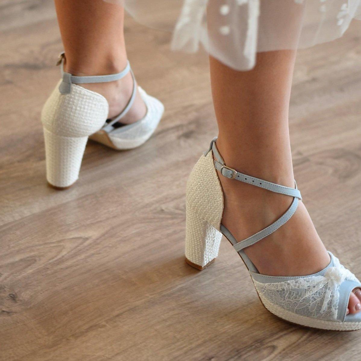 VIKA Celeste-humo Lace tacón 8,5cm - Lomas-shoes