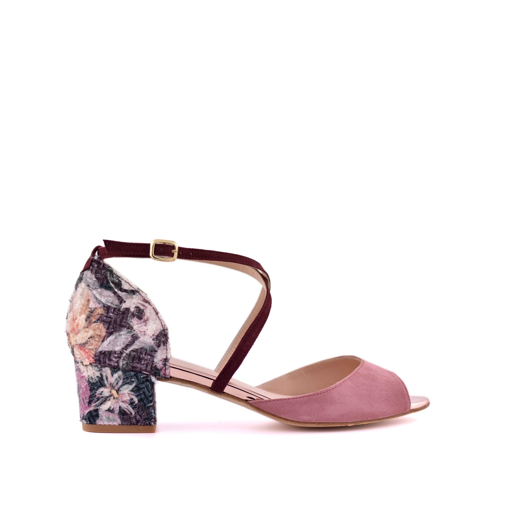 Rosalía Rosa Empolvado Tweed Mini — Zapatos de novia Lomas Shoes