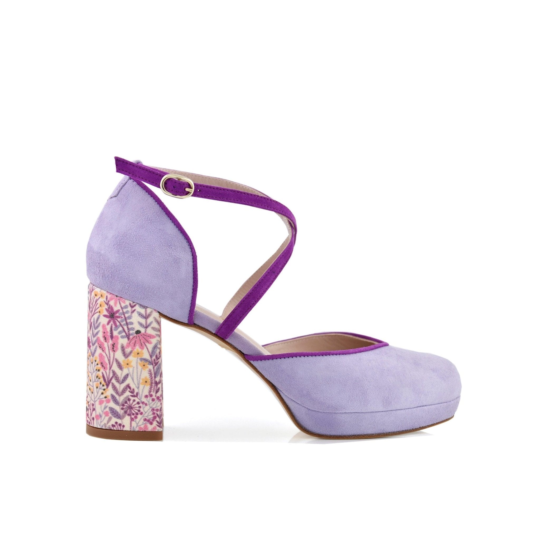 Rosalía Lavanda Violeta Imperial Aquarelle Midi — Zapatos de novia Lomas Shoes