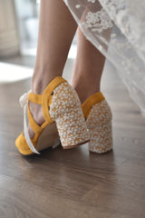 Hera open mustard Marion heel 7cm