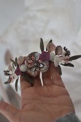 EN STOCK Tocado porcelana novia burdeos