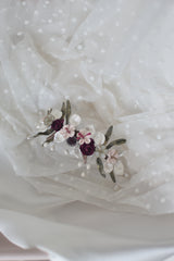 EN STOCK Tocado porcelana novia burdeos floral