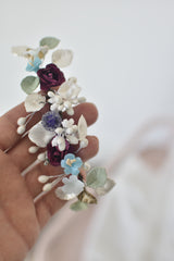 EN STOCK Tocado porcelana novia celeste azul