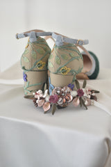 EN STOCK Tocado porcelana novia burdeos