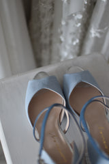 Rosalía light blue and navy blue heel 9.5cm