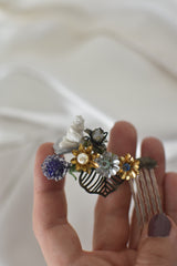 Tocado mini horquilla Jardín universo y flores