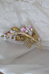 EN STOCK Tocado porcelana novia rosa