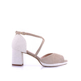 Rosalía open beige and raffia heel 7cm