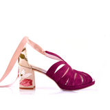 SANDALIAS PERSONALIZADAS PARA NOVIA CON TACON ANCHO Y FLORES