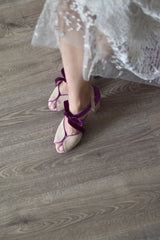 Natural half moon and bougainvillea heel 9.5cm