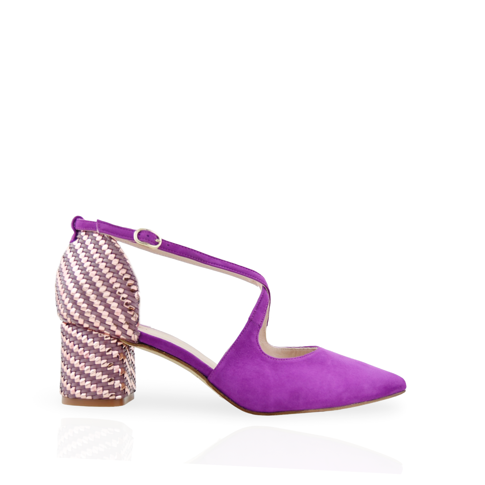 ZAPATO PERSONALIZADO PARA NOVIA FUCSIA CON RILLANTE EN EL TACON