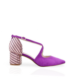 ZAPATO PERSONALIZADO PARA NOVIA FUCSIA CON RILLANTE EN EL TACON