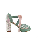 ZAPATOS PARA NOVIA ABIERTOS CON FLORES EN EL TACON PERSONALIZADOS