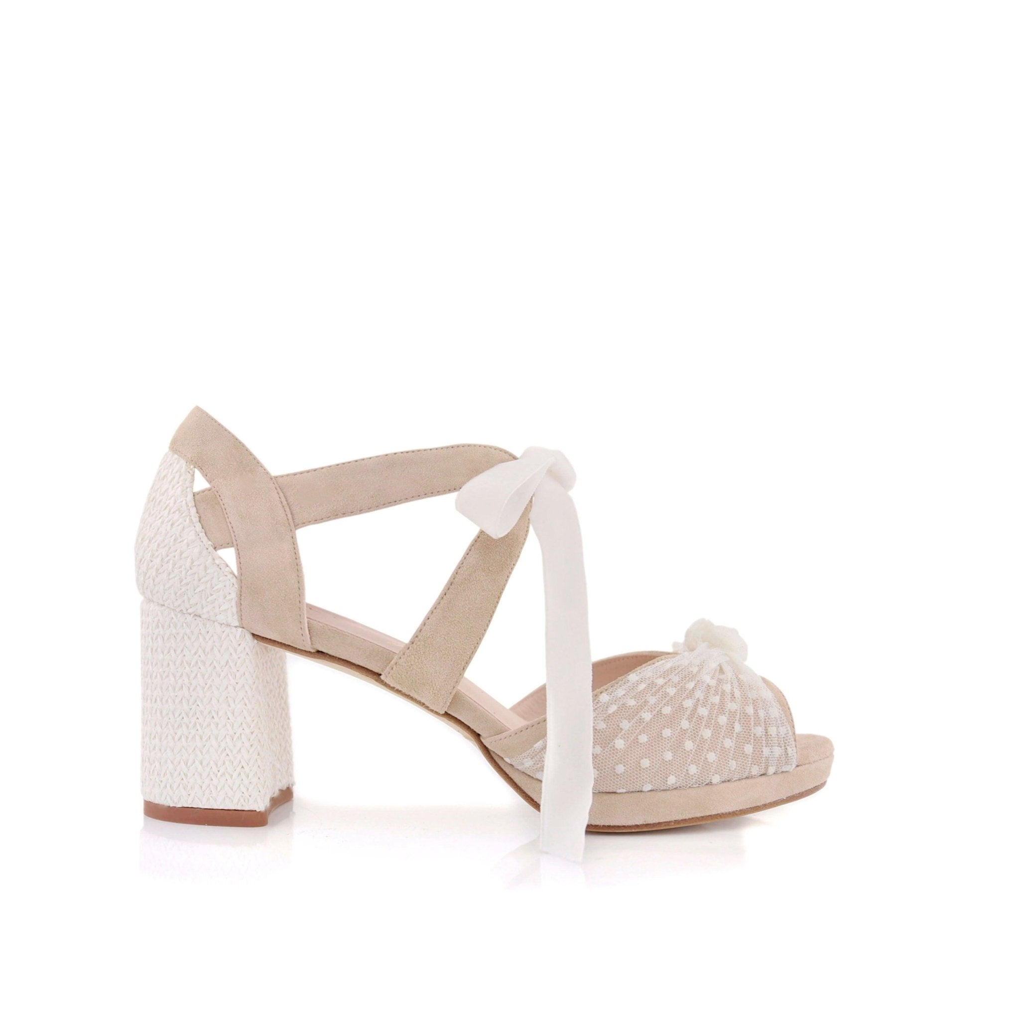 Agnes Blanco Ágnes Beige Rafia Petit — Zapatos de novia Lomas Shoes