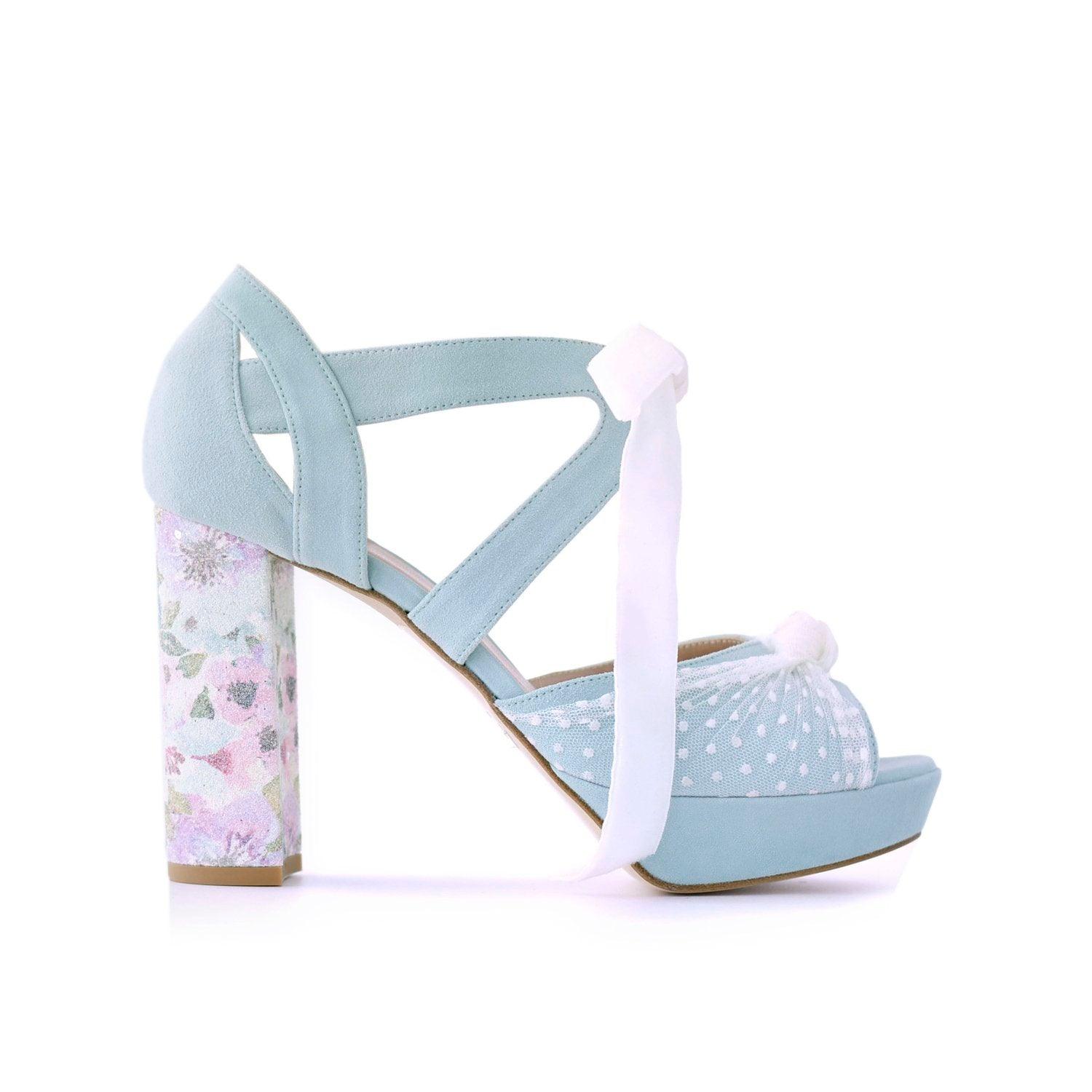 Agnes Mint Ágnes Blossom Aguamarina Alto — Zapatos de novia Lomas Shoes