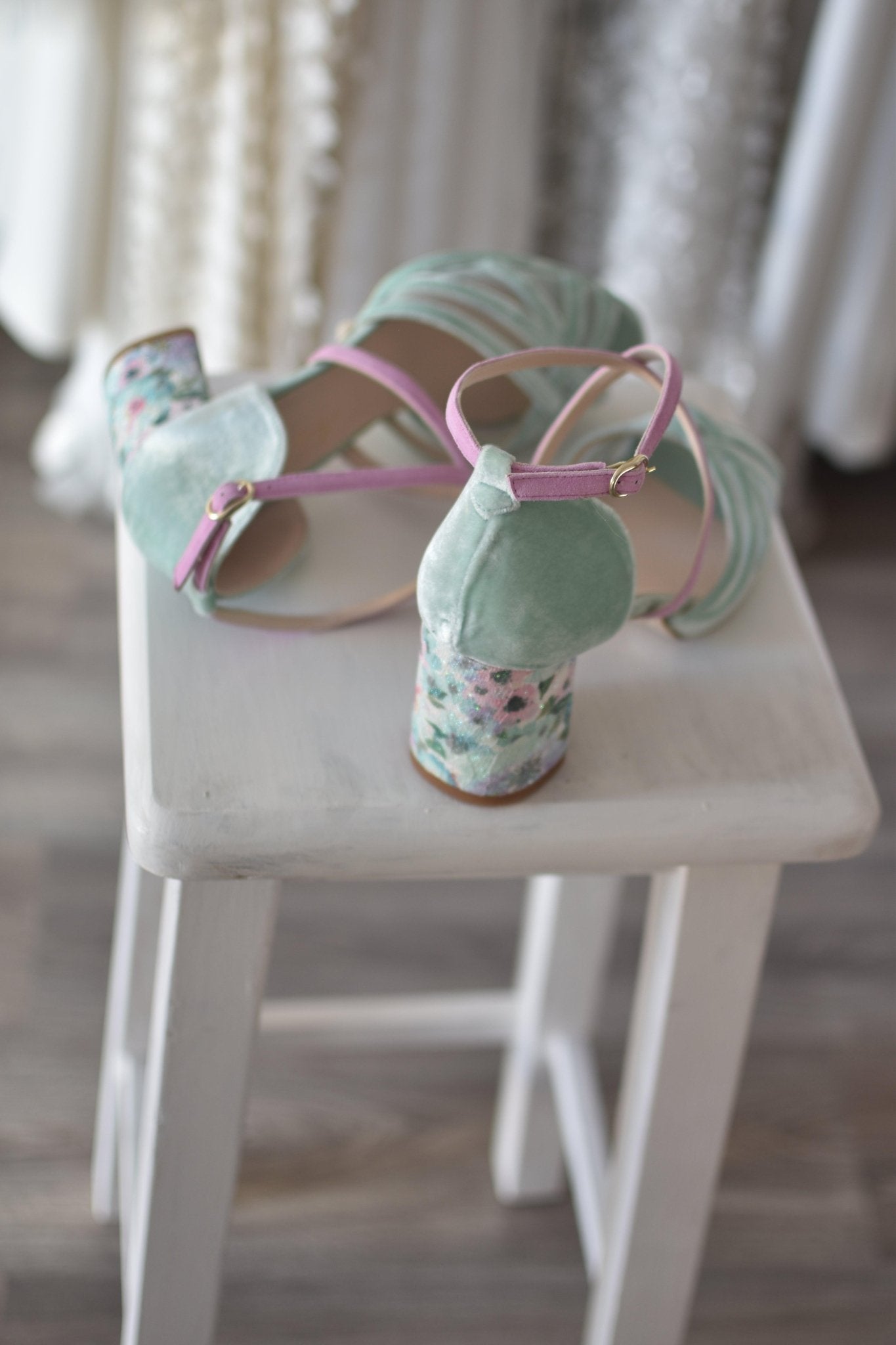 ANTONELLA Blossom mint - rosa velvet petit - zapatos_novia
