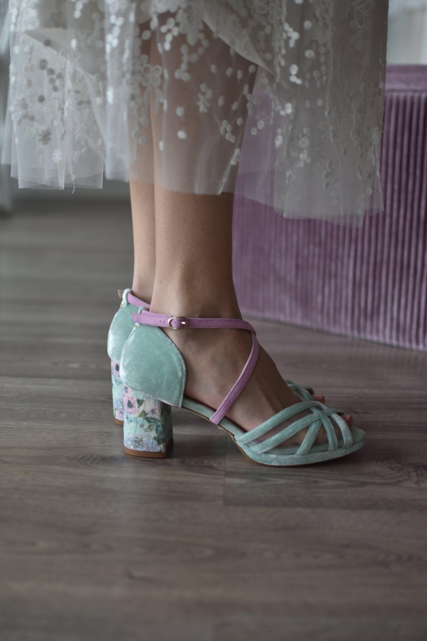 ANTONELLA Blossom mint - rosa velvet petit - zapatos_novia