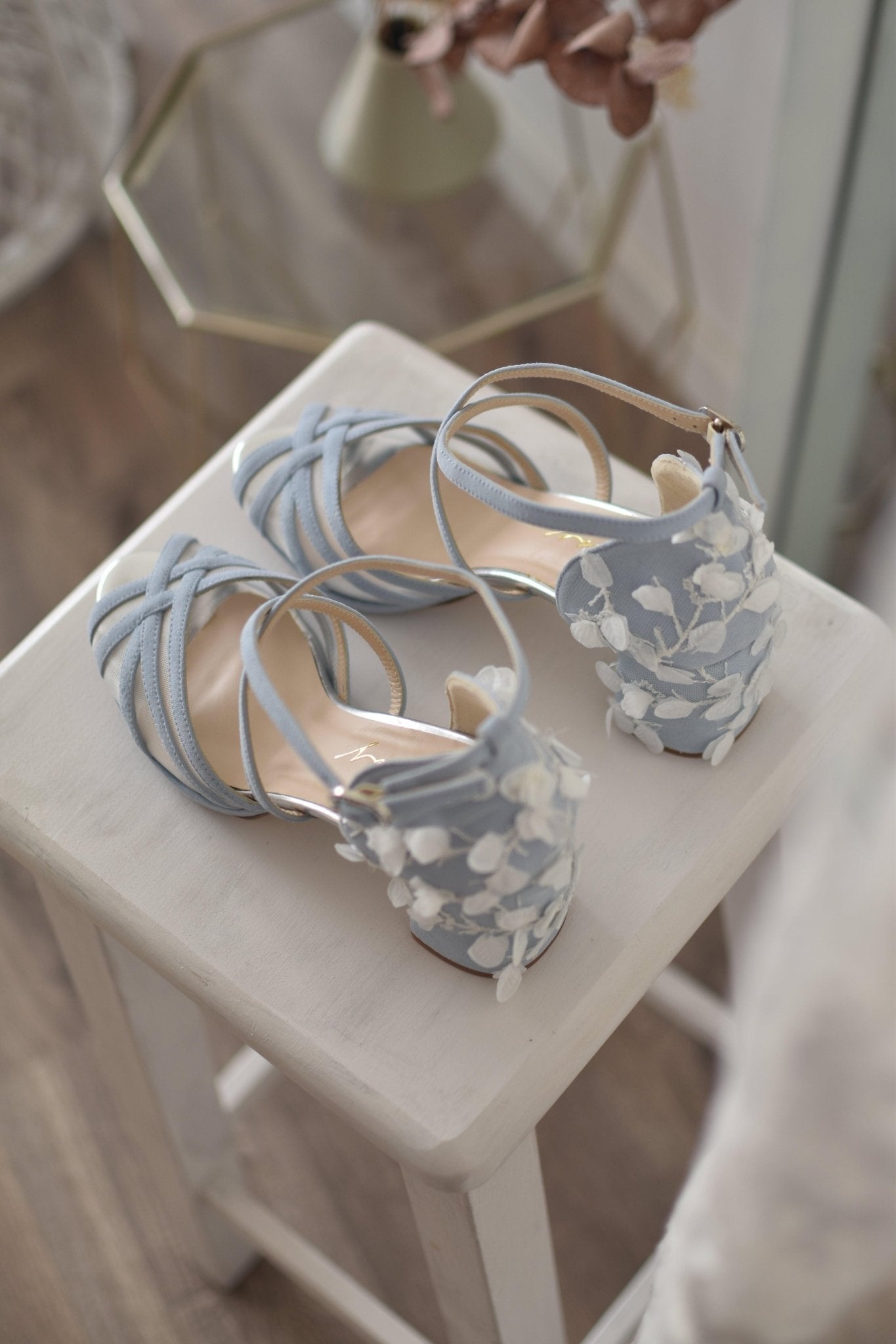 ANTONELLA blue sky 3D flowers petit - zapatos_novia