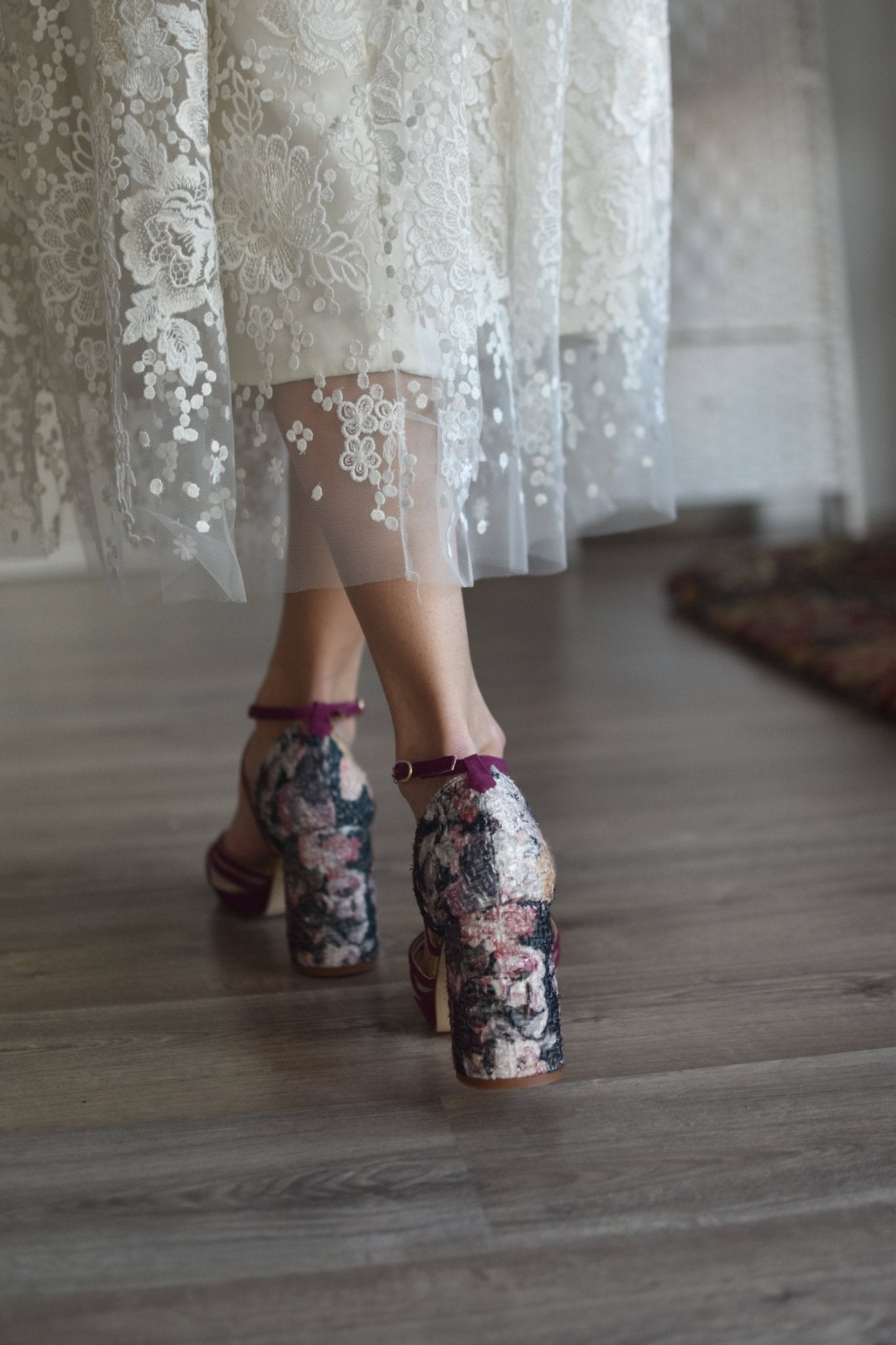 ANTONELLA bugundi tweed TOTAL floral 85 - zapatos_novia