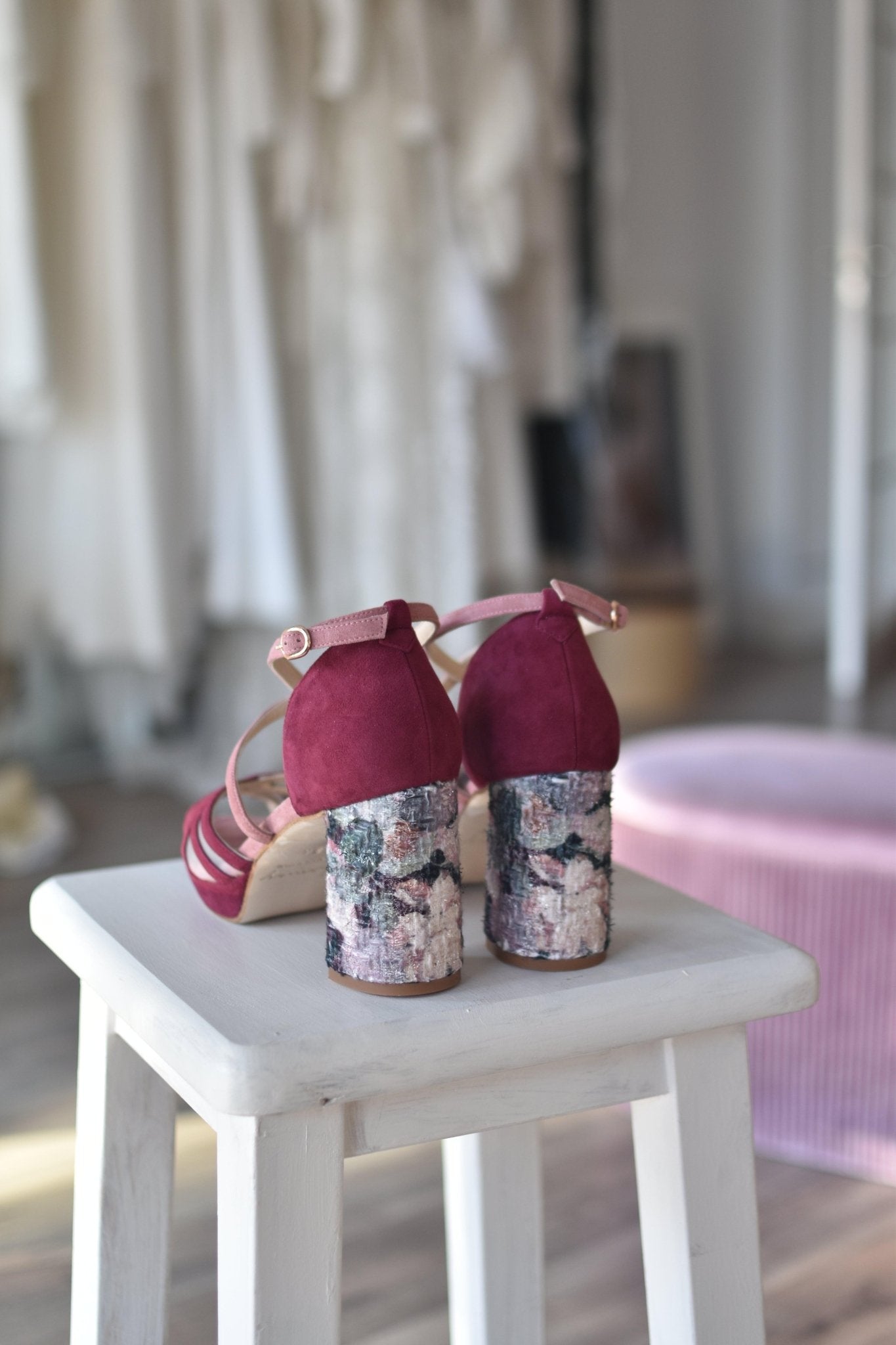 ANTONELLA burdeos tweed floral 85 - zapatos_novia