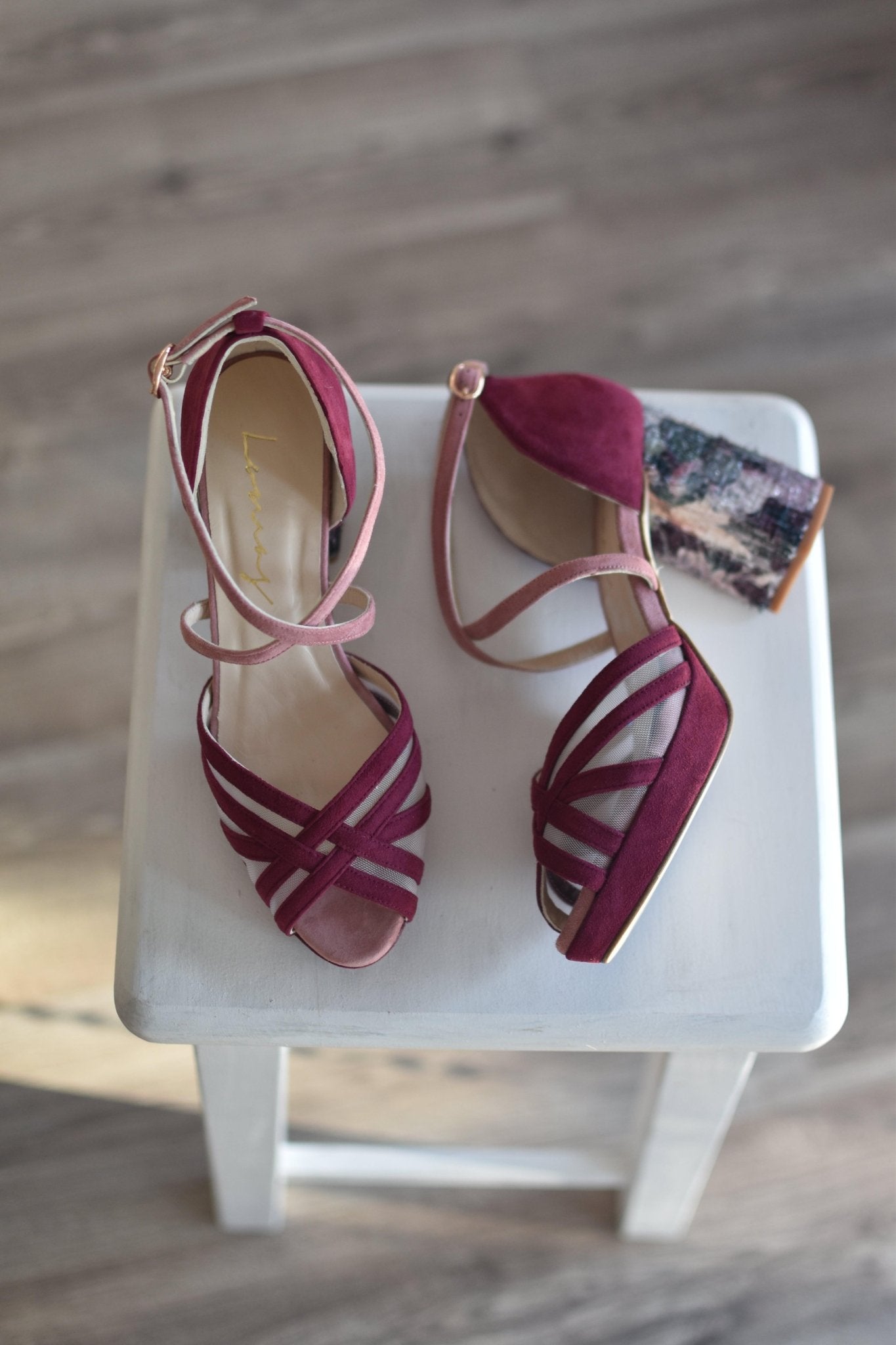 ANTONELLA burdeos tweed floral 85 - zapatos_novia