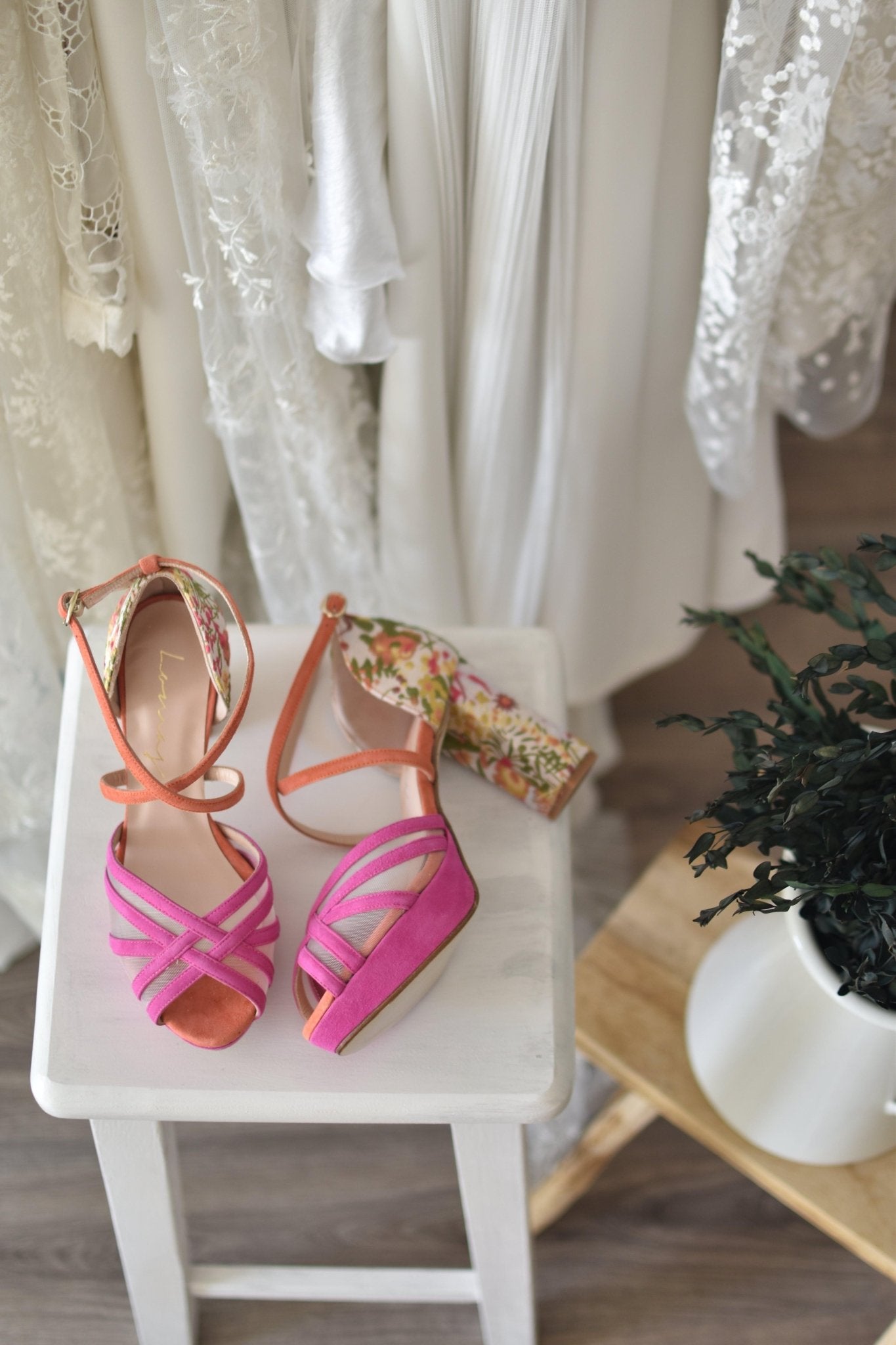 ANTONELLA fucsia y mandarina Mandarín 95 - zapatos_novia