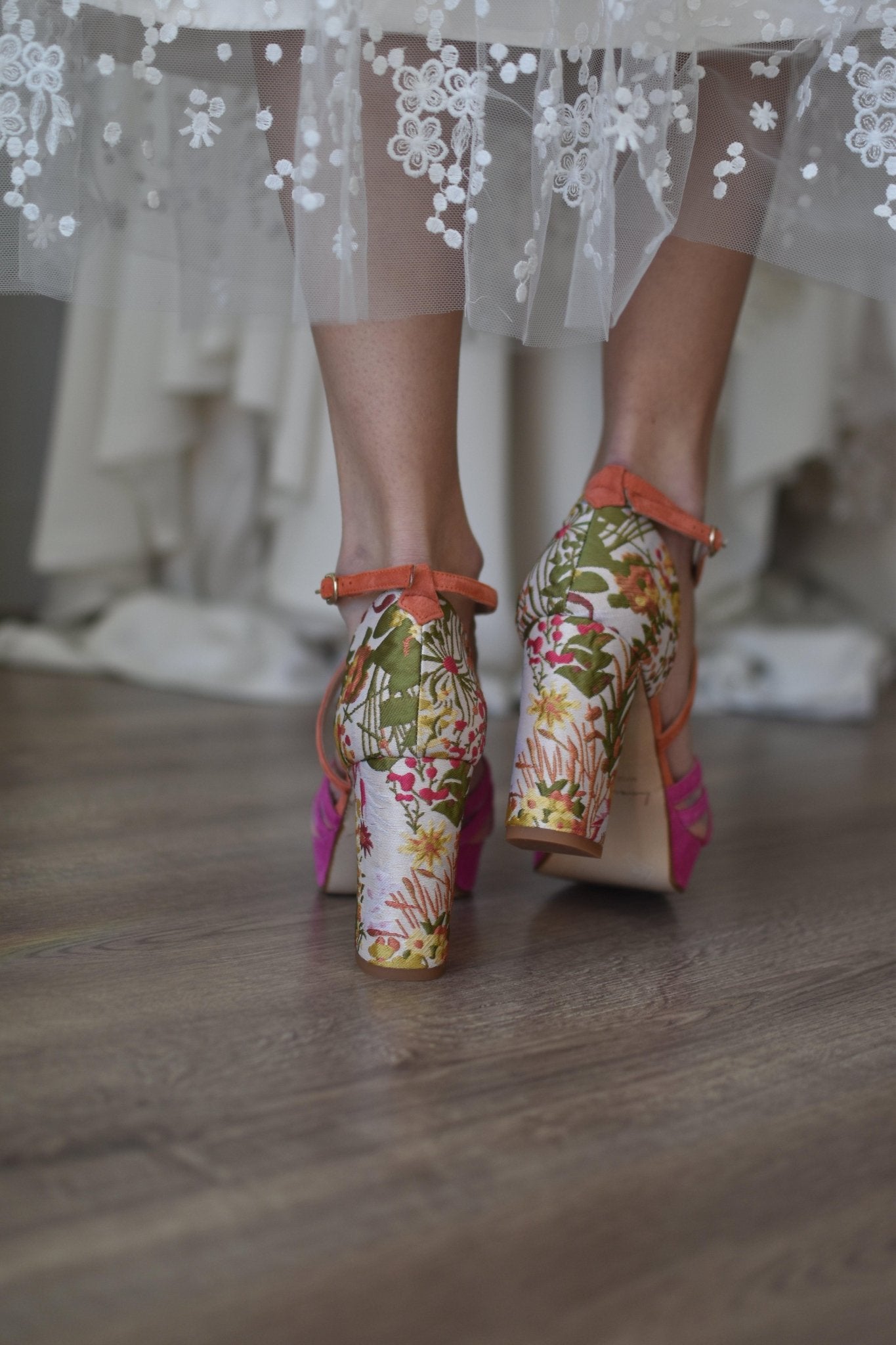 ANTONELLA fucsia y mandarina Mandarín 95 - zapatos_novia