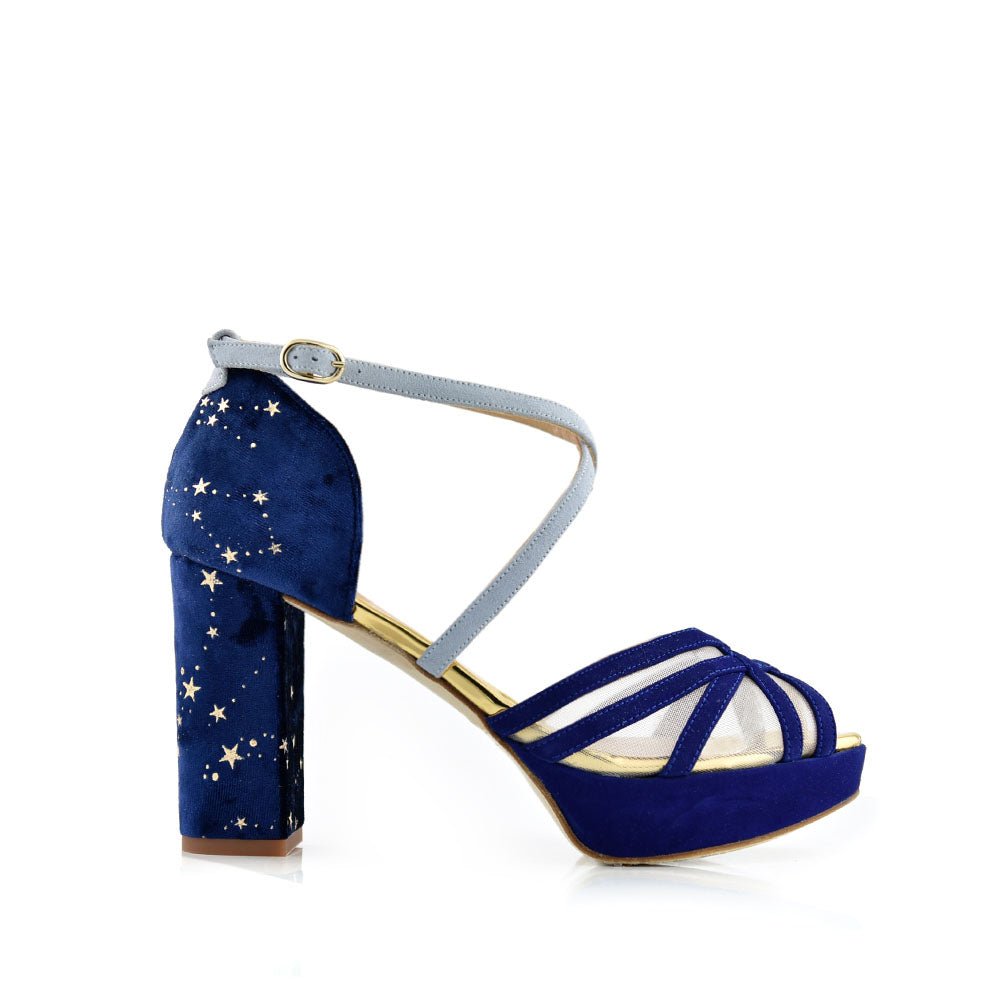 Antonella Azul Constelación Alto — Zapatos de novia Lomas Shoes