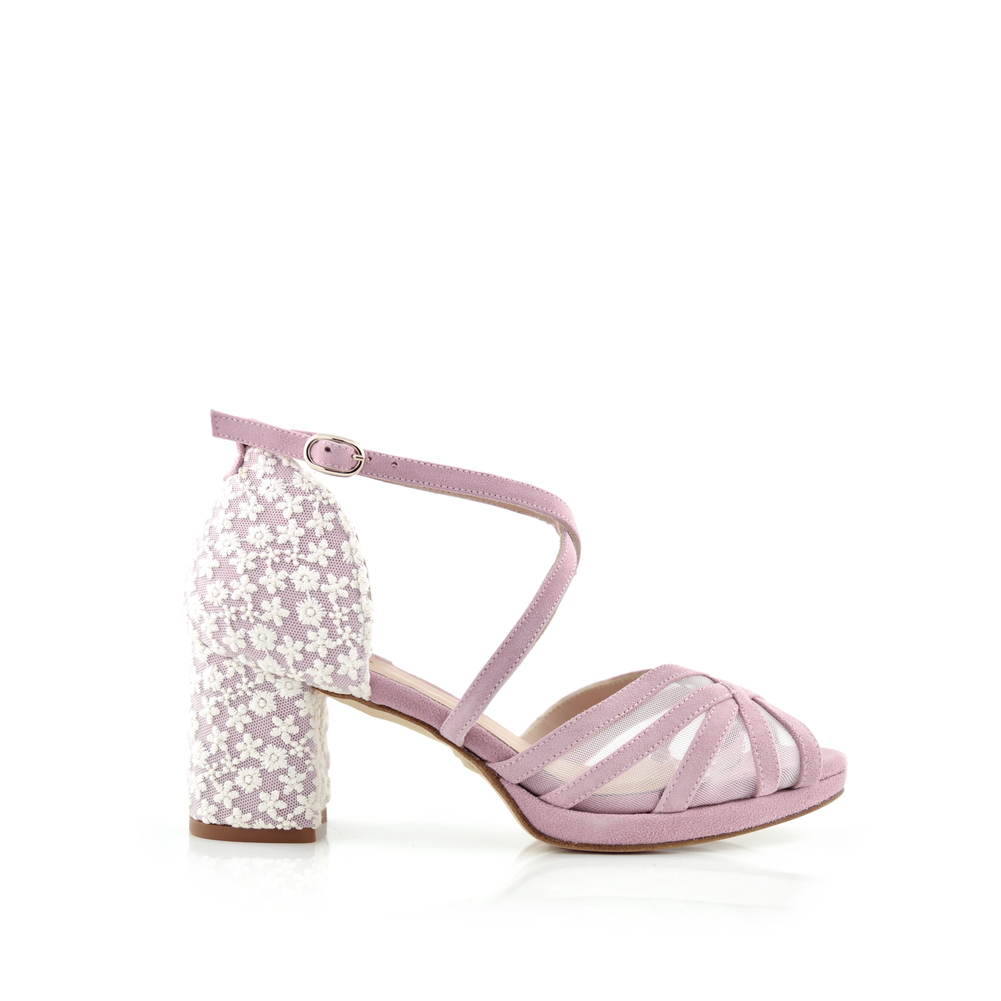 Antonella Blanco Pink Marion Midi Alto — Zapatos de novia Lomas Shoes