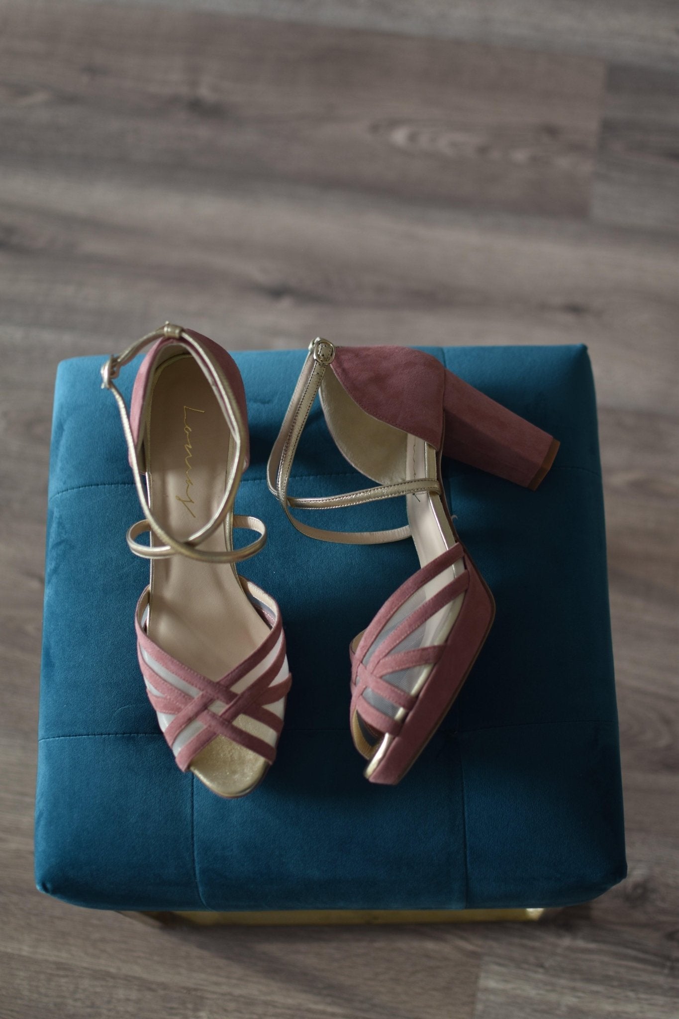 ANTONELLA rosa antique - oro midi - zapatos_novia