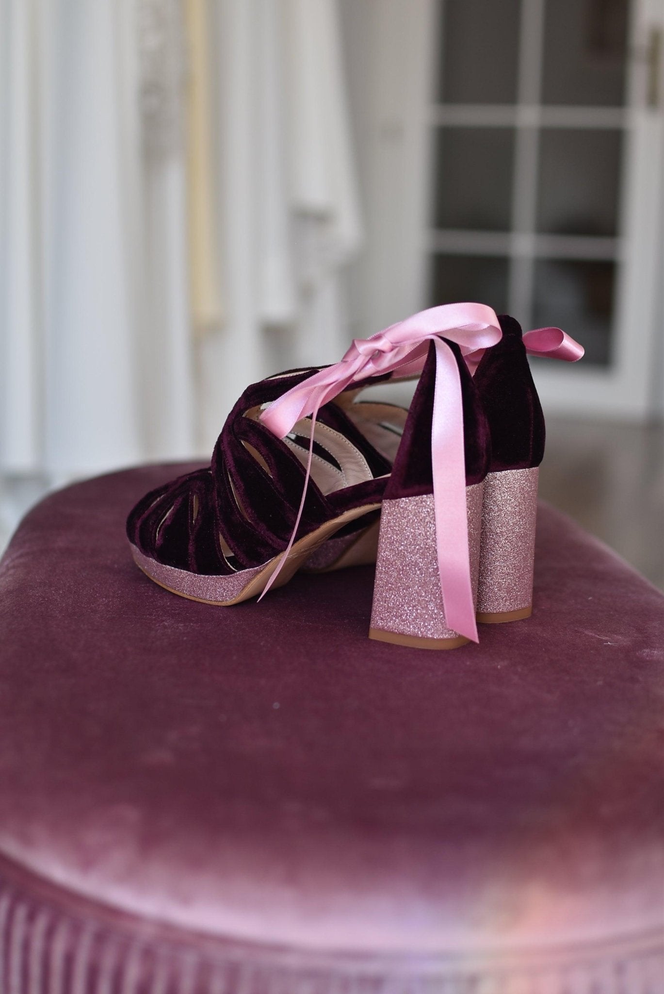 ARAVIS burdeos velvet glitter rosa 85 - zapatos_novia