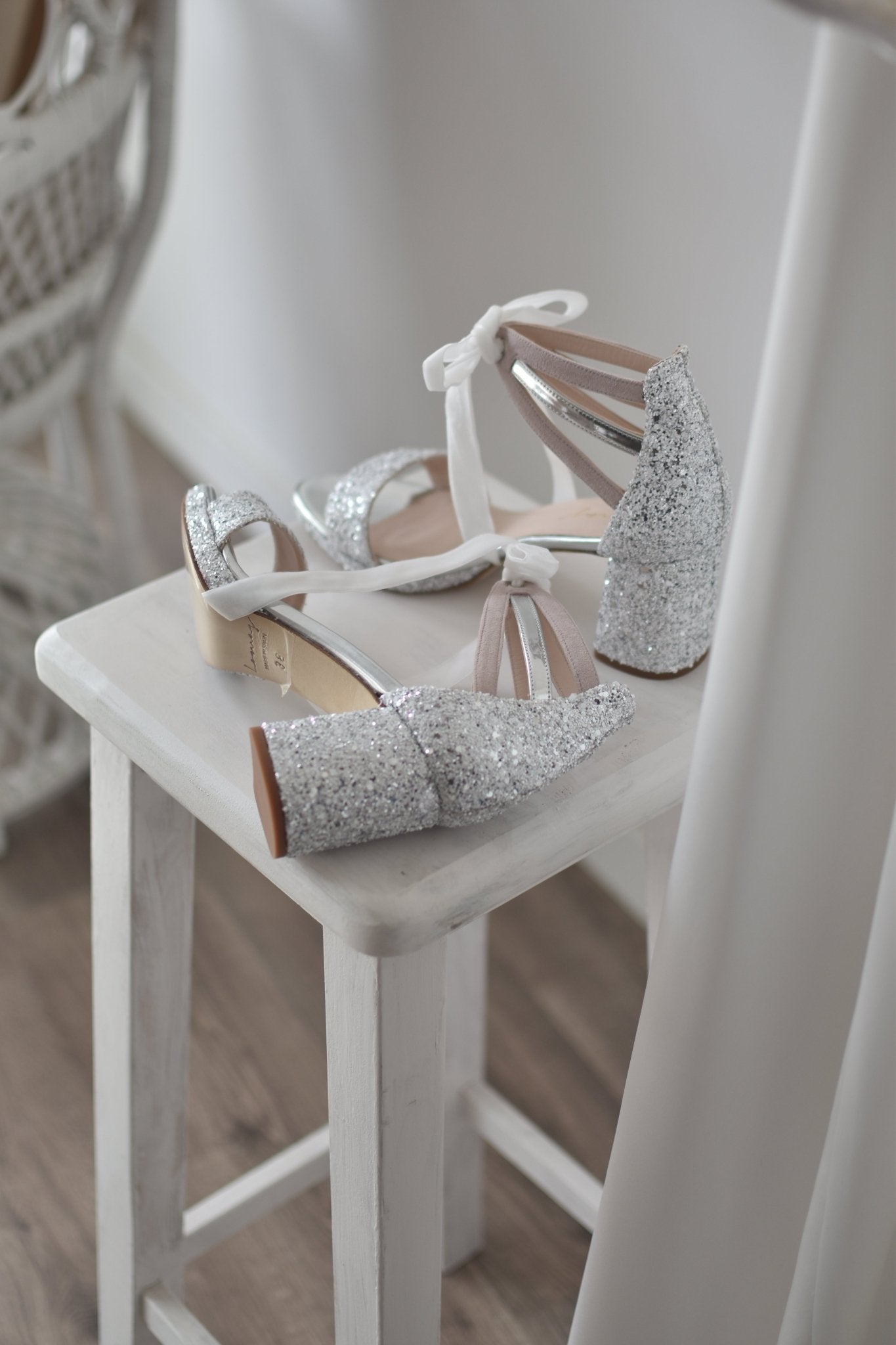 AYLA - DIANA fantasctic glitter blanco con plata petit - zapatos_novia