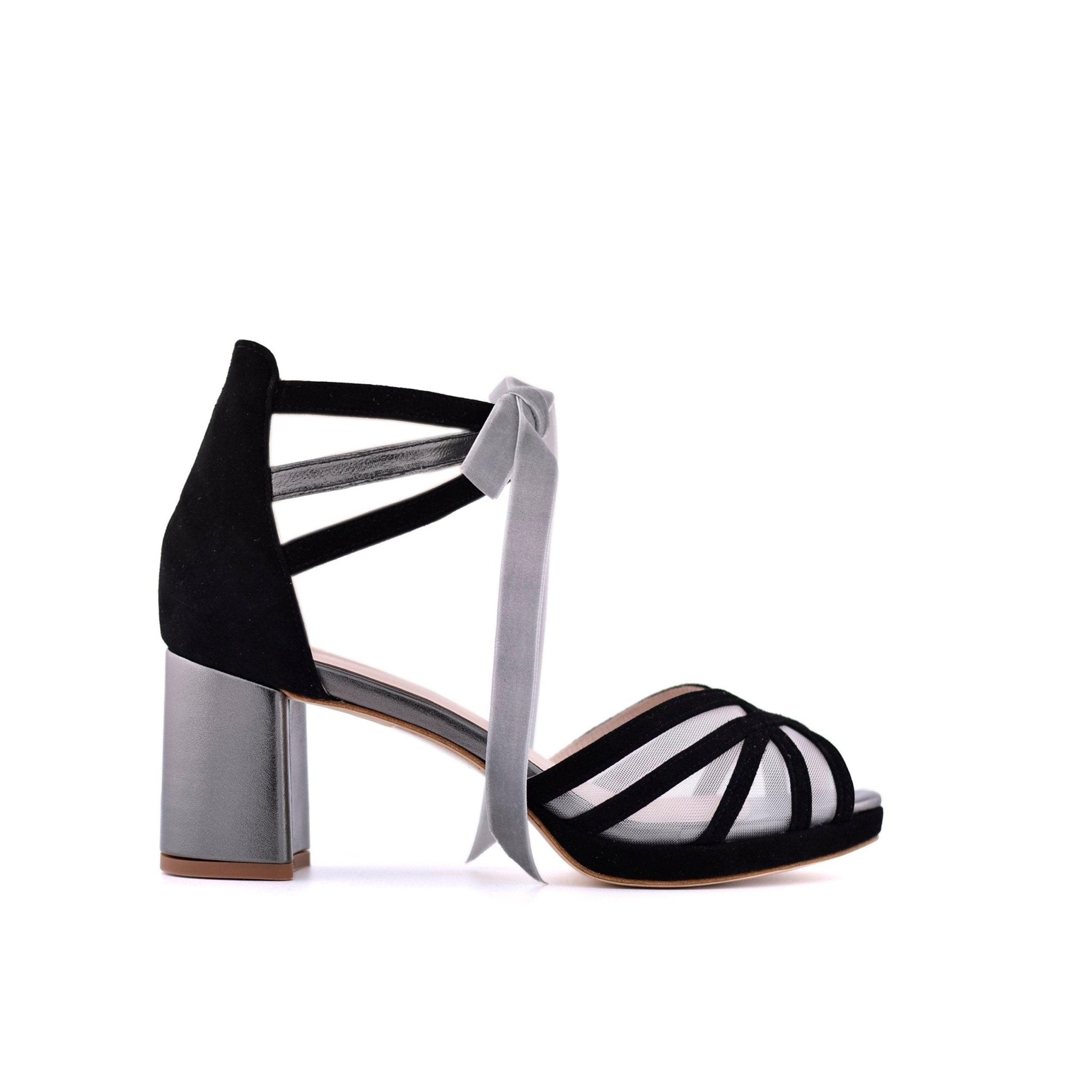 Ayla Negro Metalizada Mini — Zapatos de novia Lomas Shoes