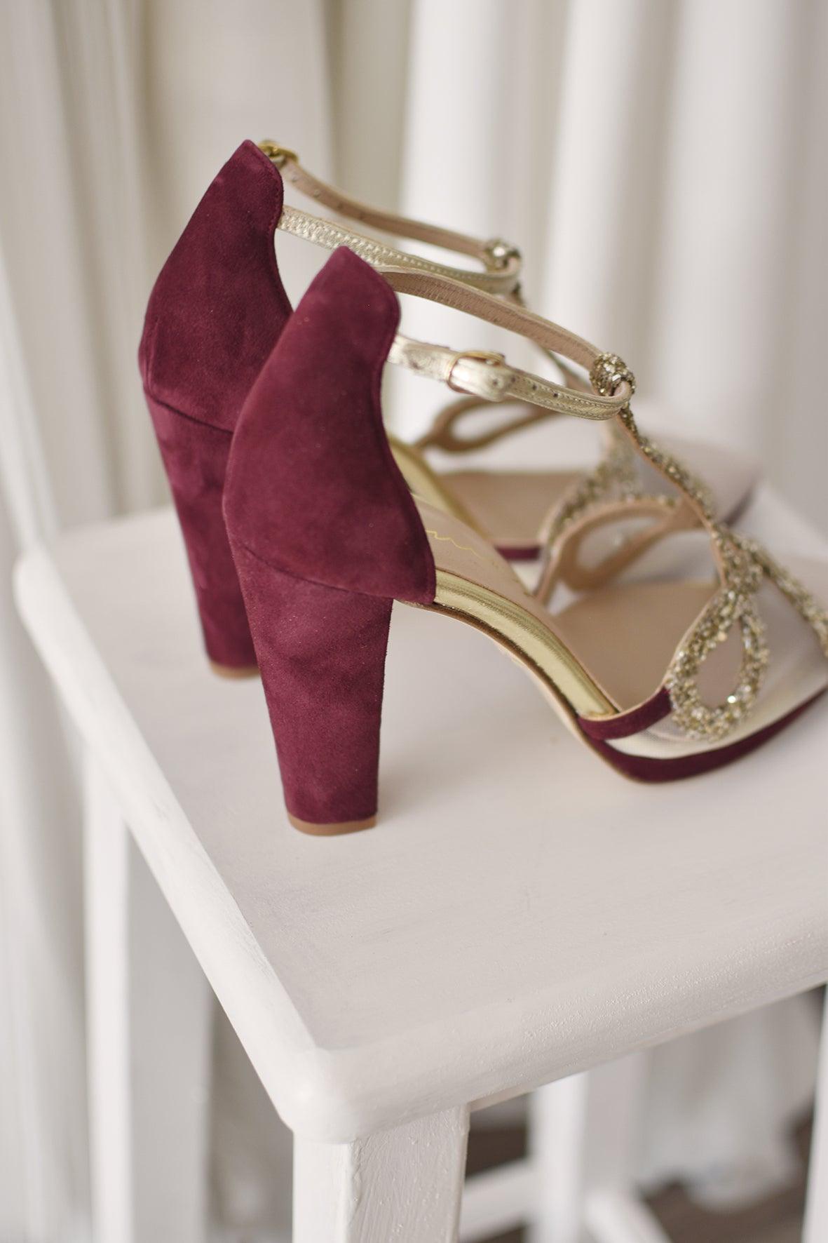 .BLACK LOVE MACARENA burdeos con glitter oro TALLA 37 - zapatos_novia