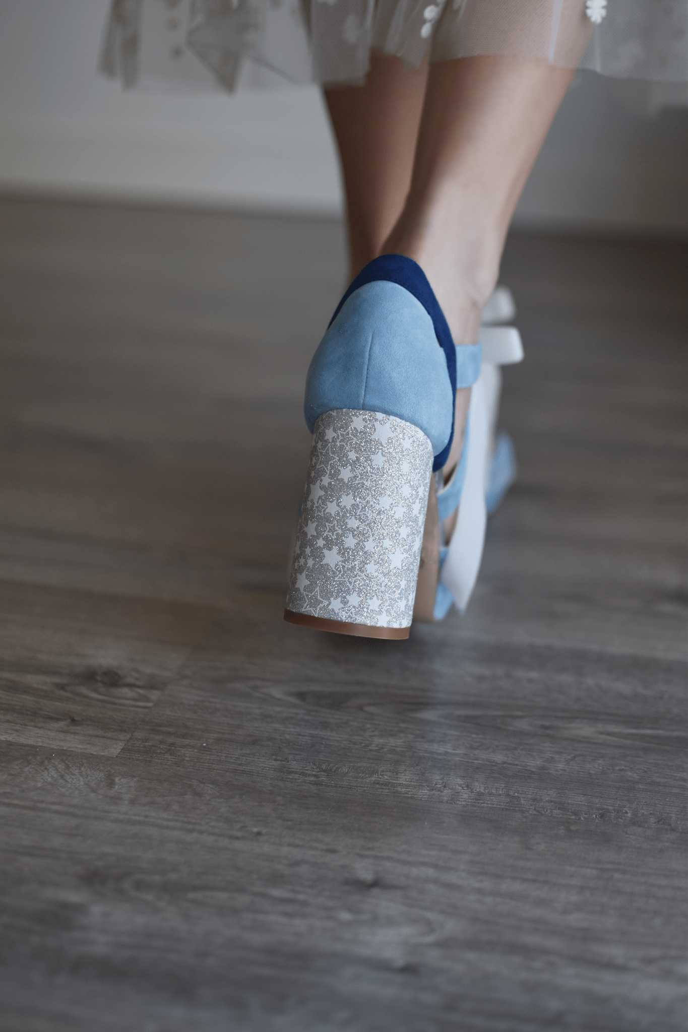 CIARA azul celeste jean plata estrellas glitter 85 - zapatos_novia